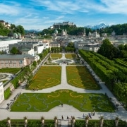 Sights of Salzburg - view over Mirabellgarden to Salzburger old town