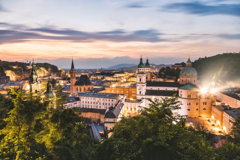 Panoramic view of beautiful city of Salzburg in Austria